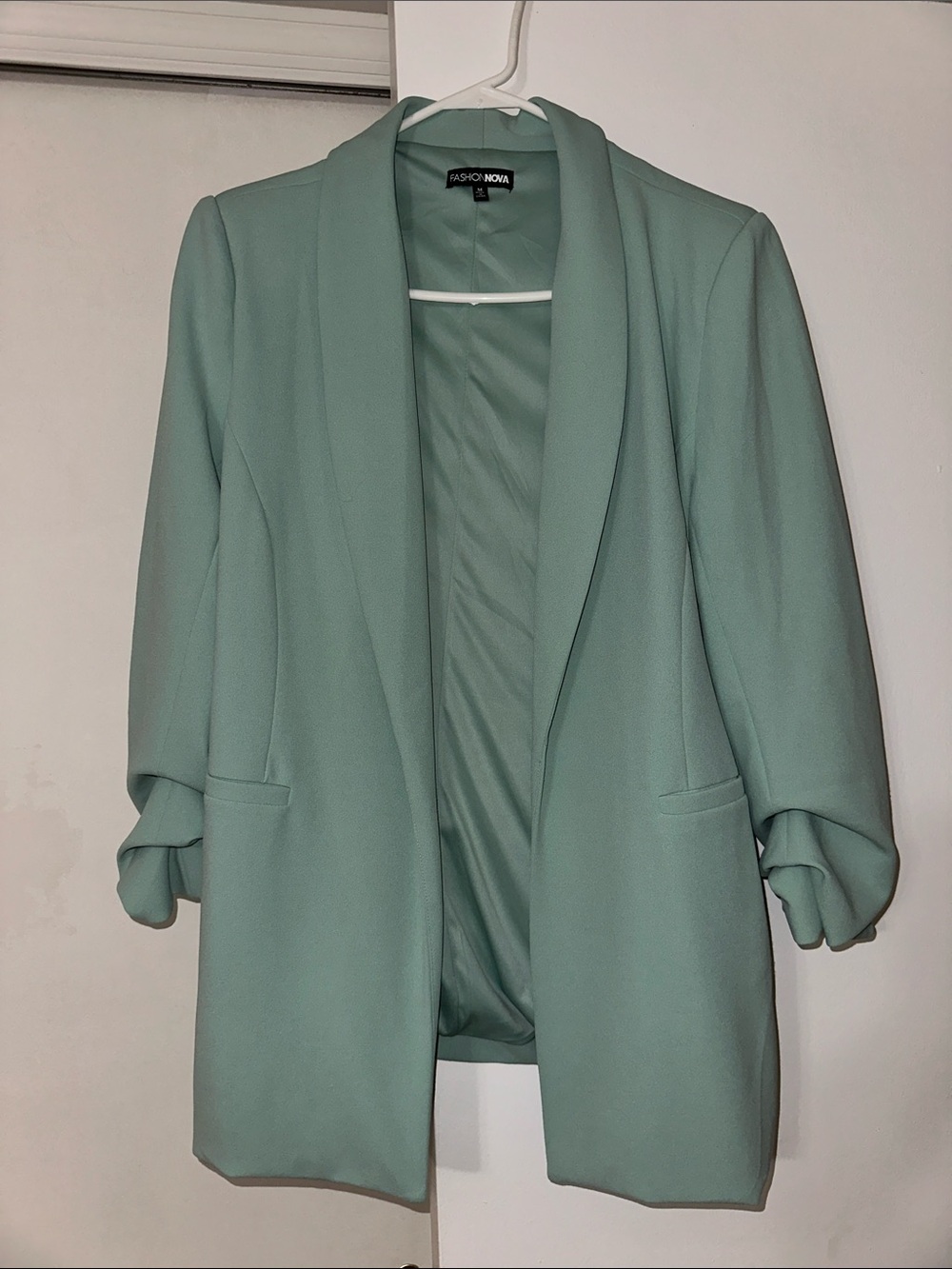 Fashion Nova Mint Green Open-Front Blazer Jacket